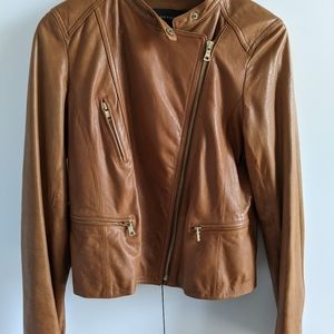 Ann Taylor Camel Moto Leather Jacket